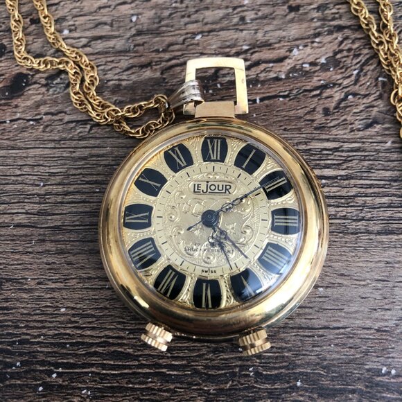 Rare Vintage LeJour Gold Plated Alarm Manual Wind Mini Travelling Clock - Picture 1 of 4
